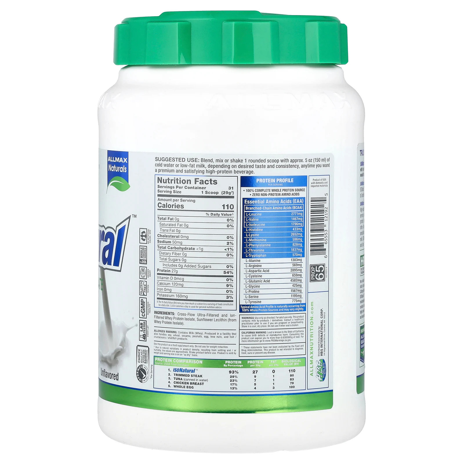 ALLMAX Nutrition IsoNatural Pure Whey Protein Isolate The Original Banned