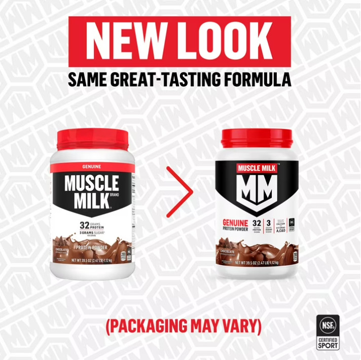 2 Pack Muscle Milk Genuine Protein Powder, Chocolate, 1.93 lbs, 12 Servs Pk