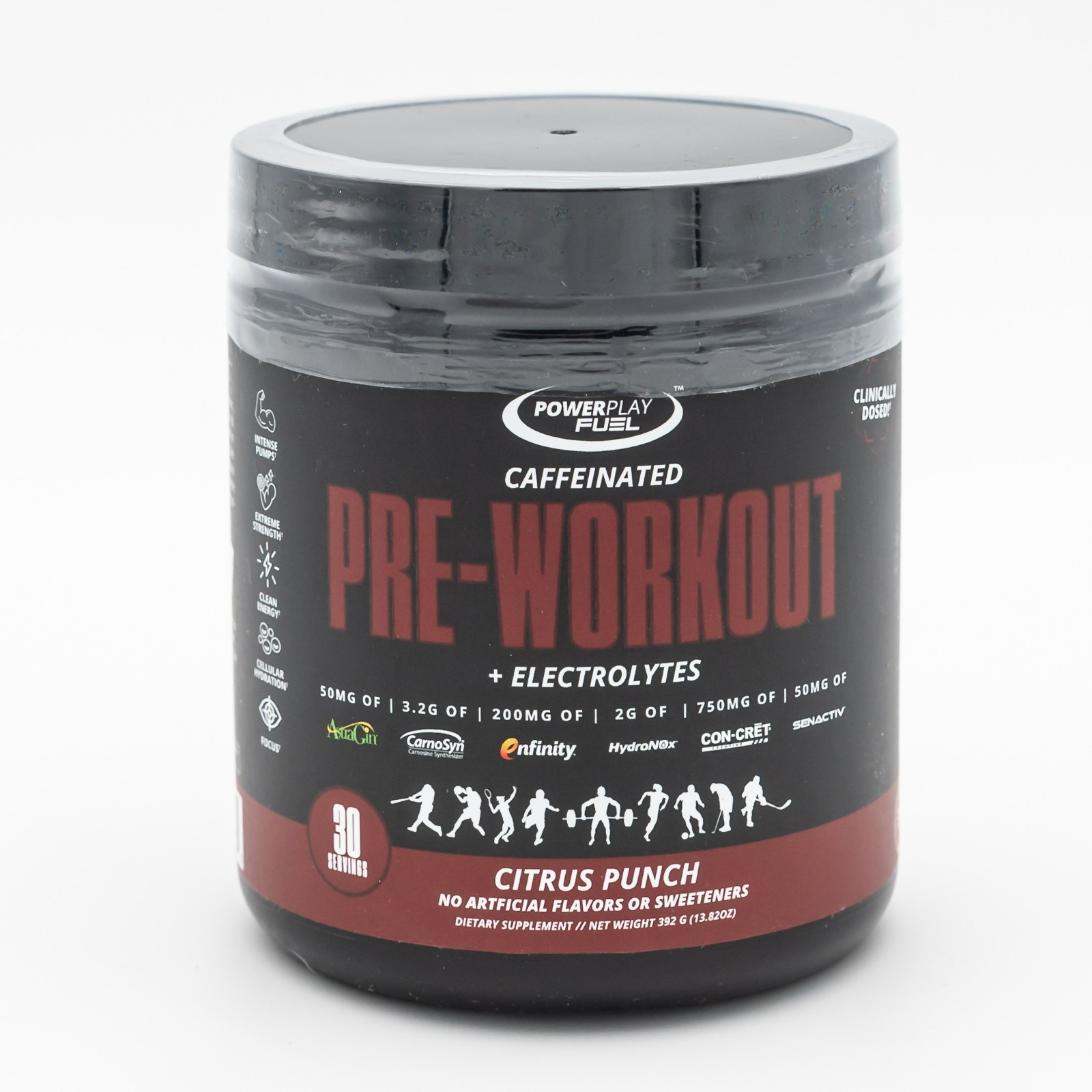 Power Play Fuel Caffeinated Pre-Workout Powder with Electrolytes – Citrus Punch