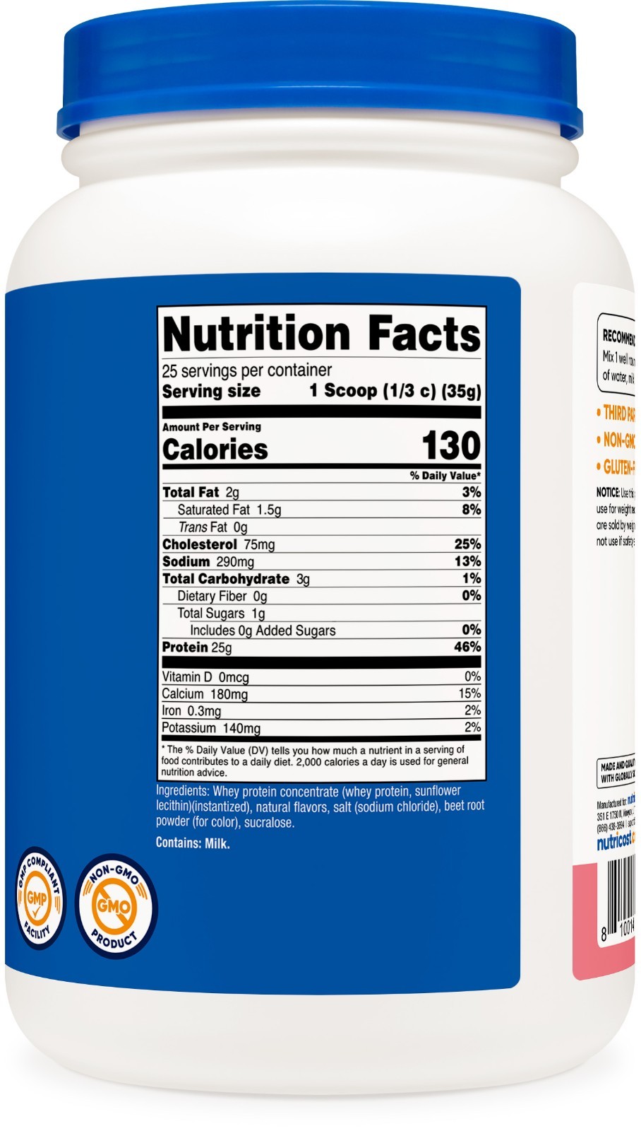 Nutricost Whey Protein Concentrate (Strawberry Milkshake) 2LBS