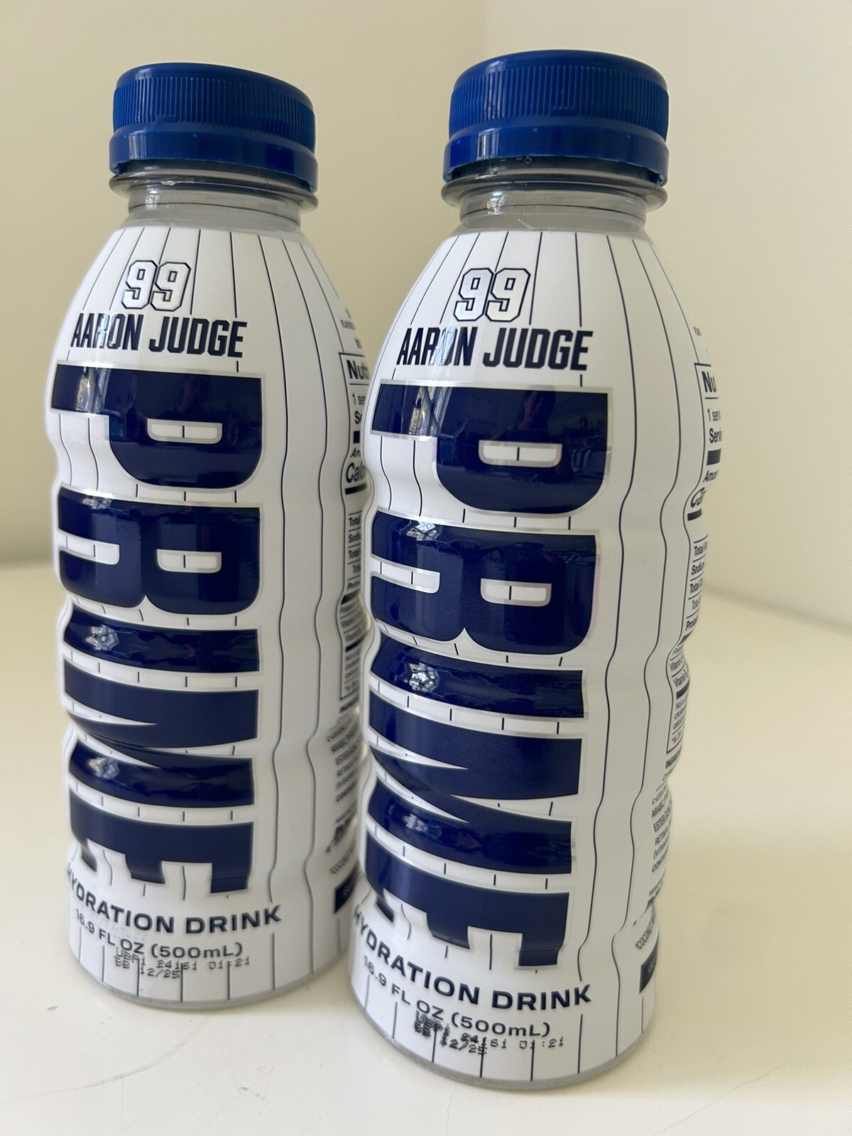 Set Of 2 NEW AARON JUDGE PRIME Hydration Drinks RARE Yankees Lmt Ed White