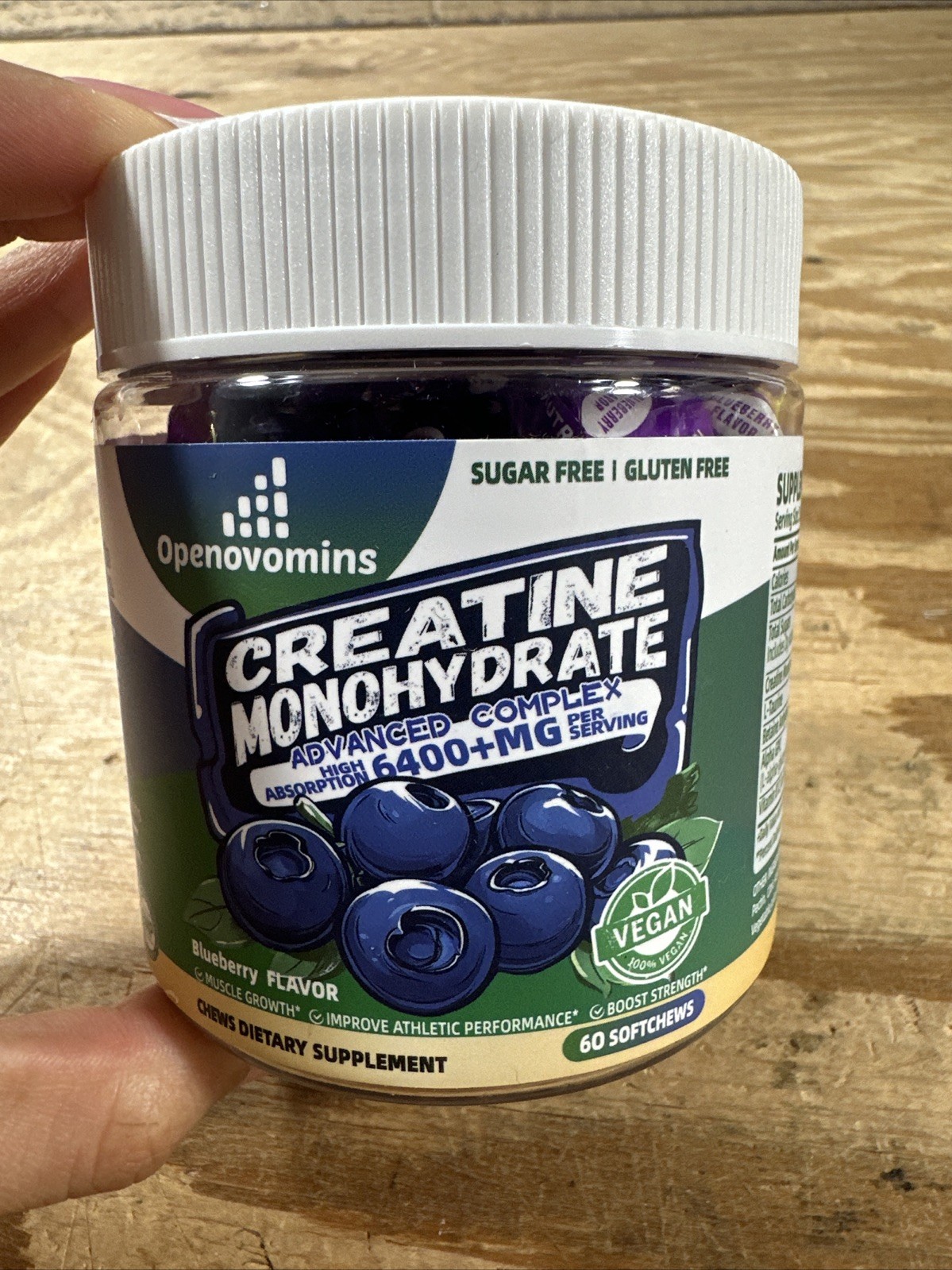 Openovomins: Creatine Monohydrate 6400mg O Blueberry Sugar And Gluten