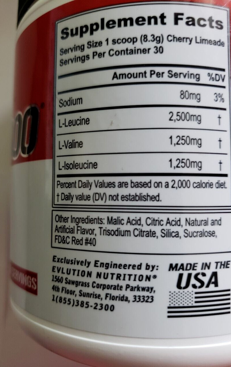 Evlution Nutrition – BCAA 5000 – CHERRY LIMEADE – 30 Servings – Exp 9/2025
