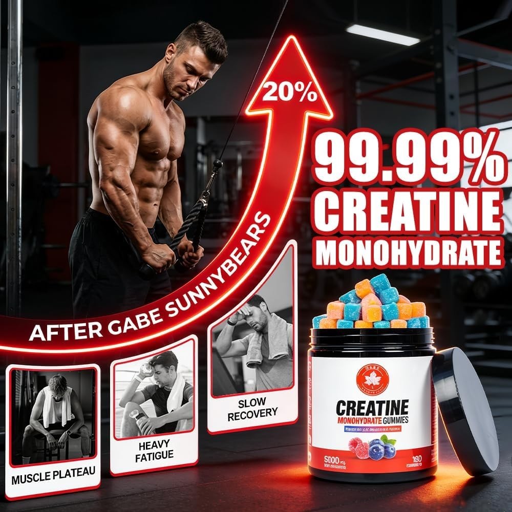 99.9% Creatine Monohydrate Gummies 5000mg for Men & Women with Taurine & B12,160