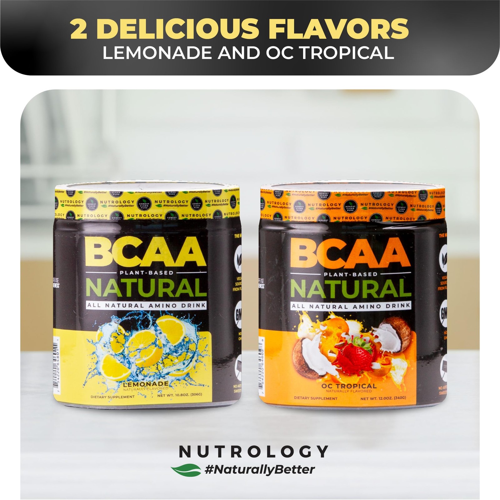 Nutrology BCAA Natural Plant Based BCAA Powder, Lemonade Flavor, Optimized 2…