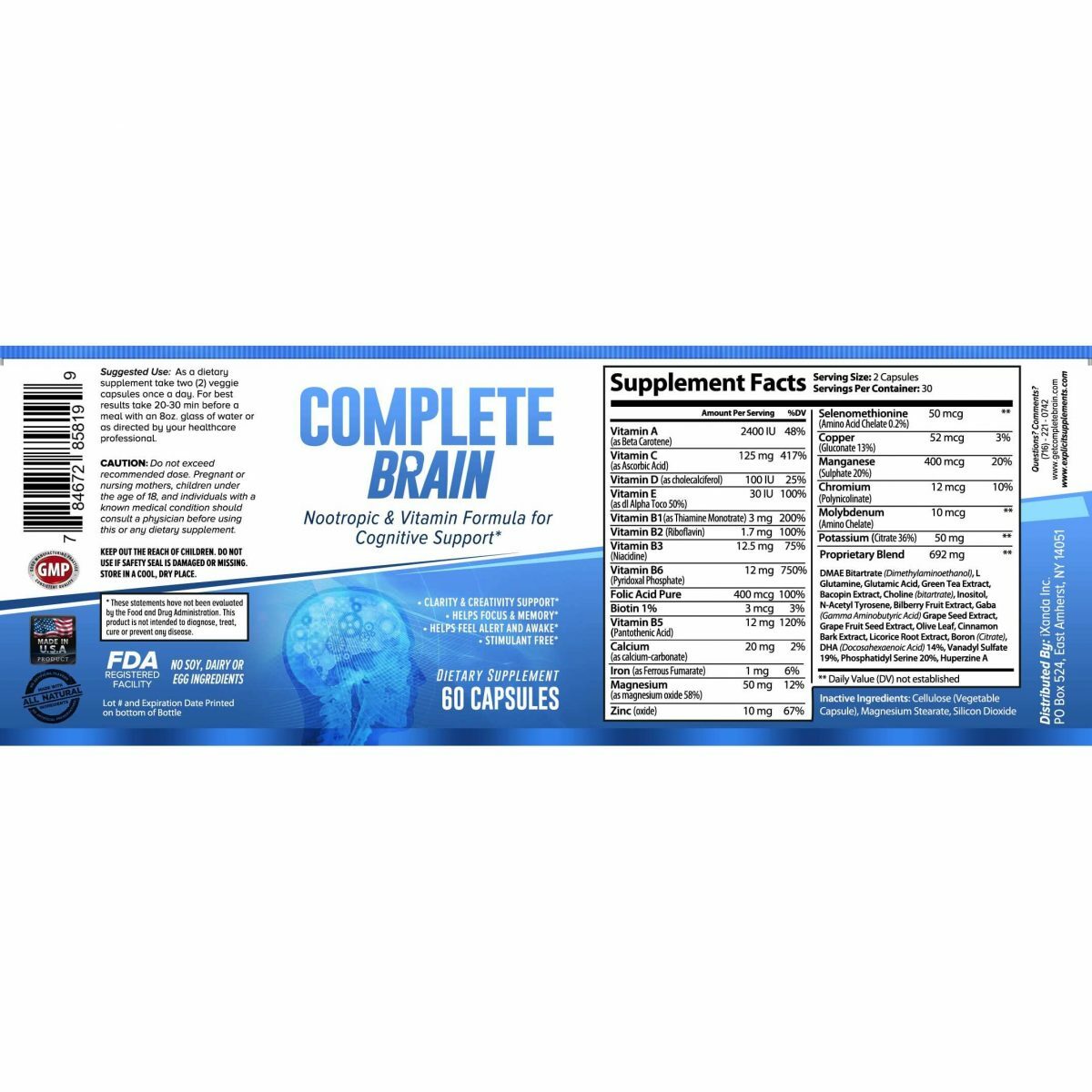 CompleteBrain Nootropic – Achieve Mental Dominance – 2 Pack