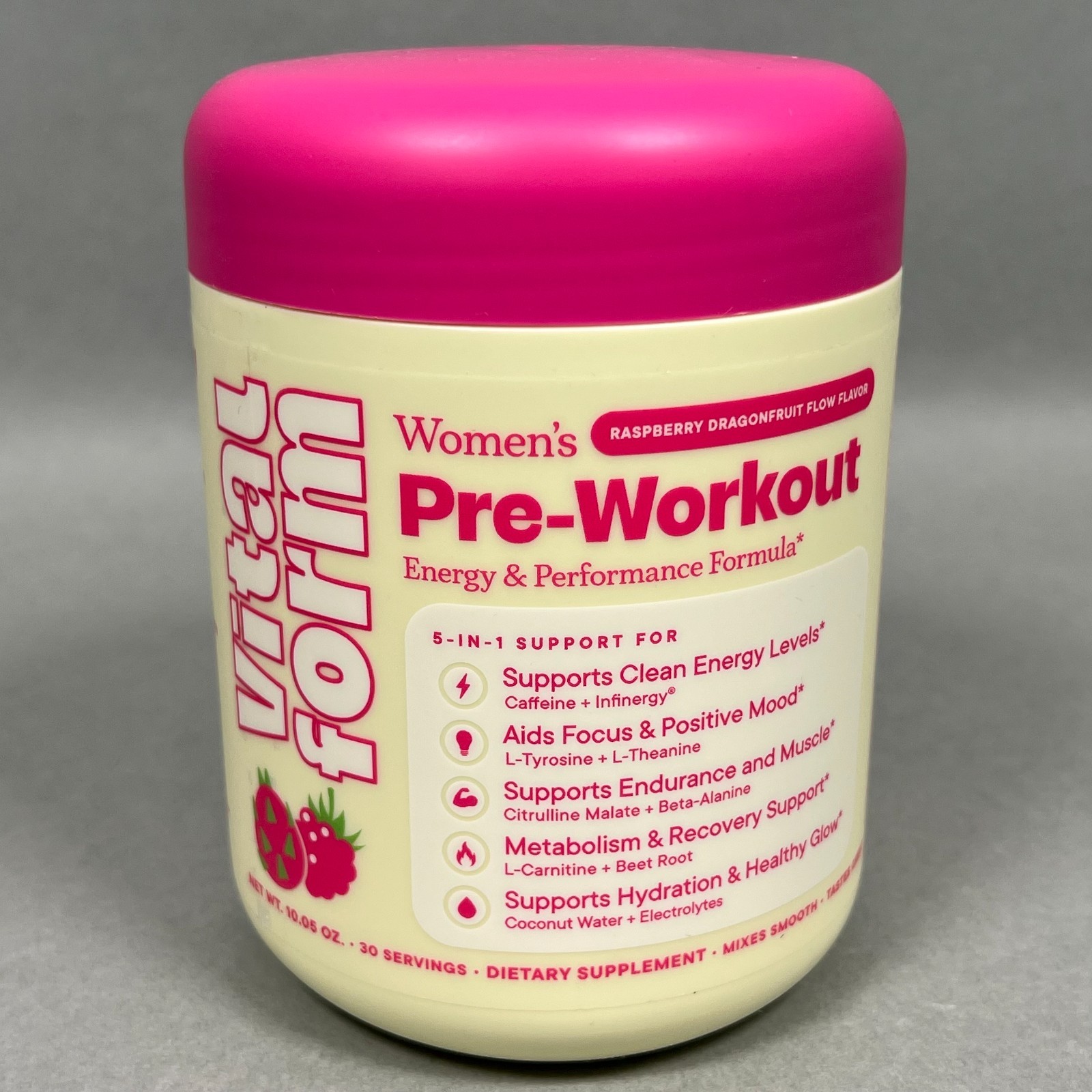 VitalForm Women’s Pre Workout Powder Raspberry Dragonfruit Sugar-Free Vegan 2028