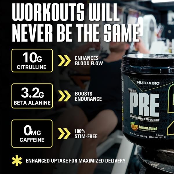 Stim-Free Pre Workout Powder | Non-Stimulant Energy, Focus & Endurance | 10g Cit
