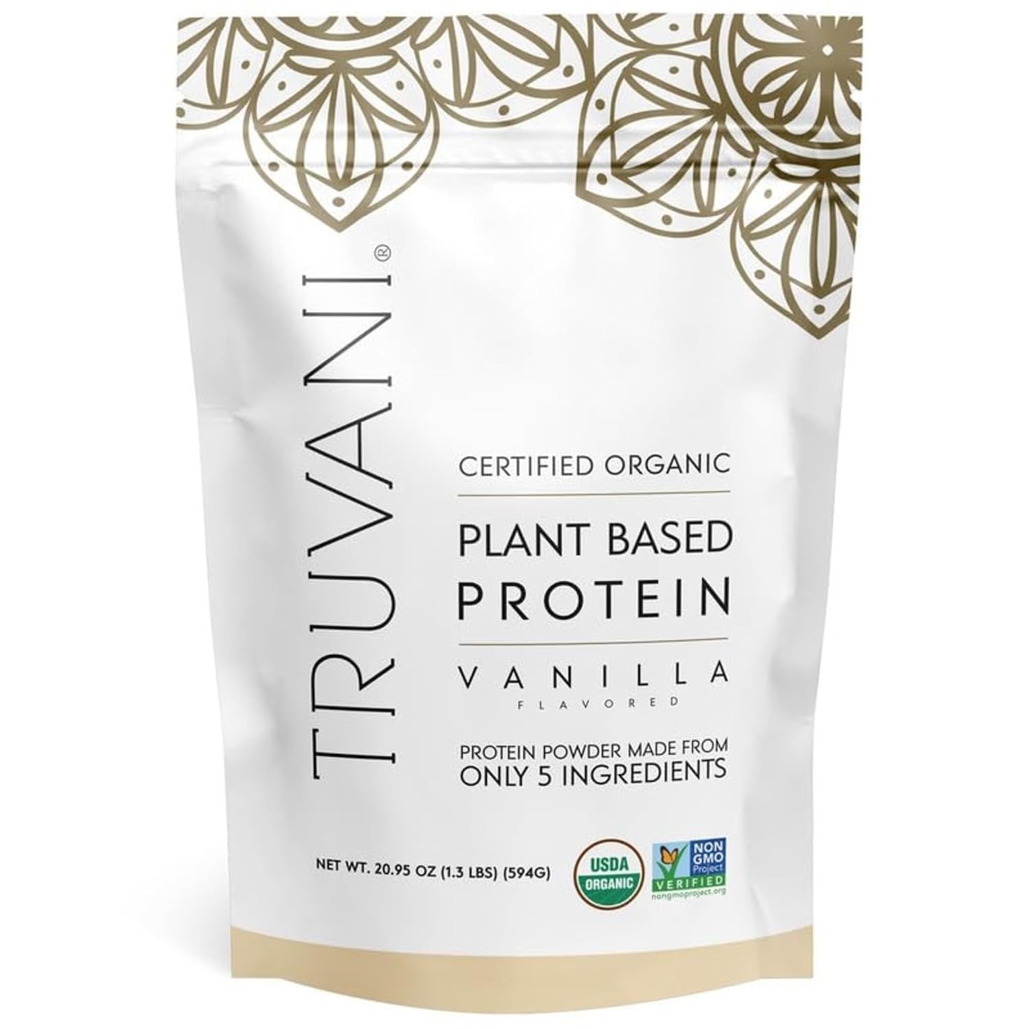 Truvani Organic Plant Based Protein Powder Vanilla 20 Servings Vegan Keto