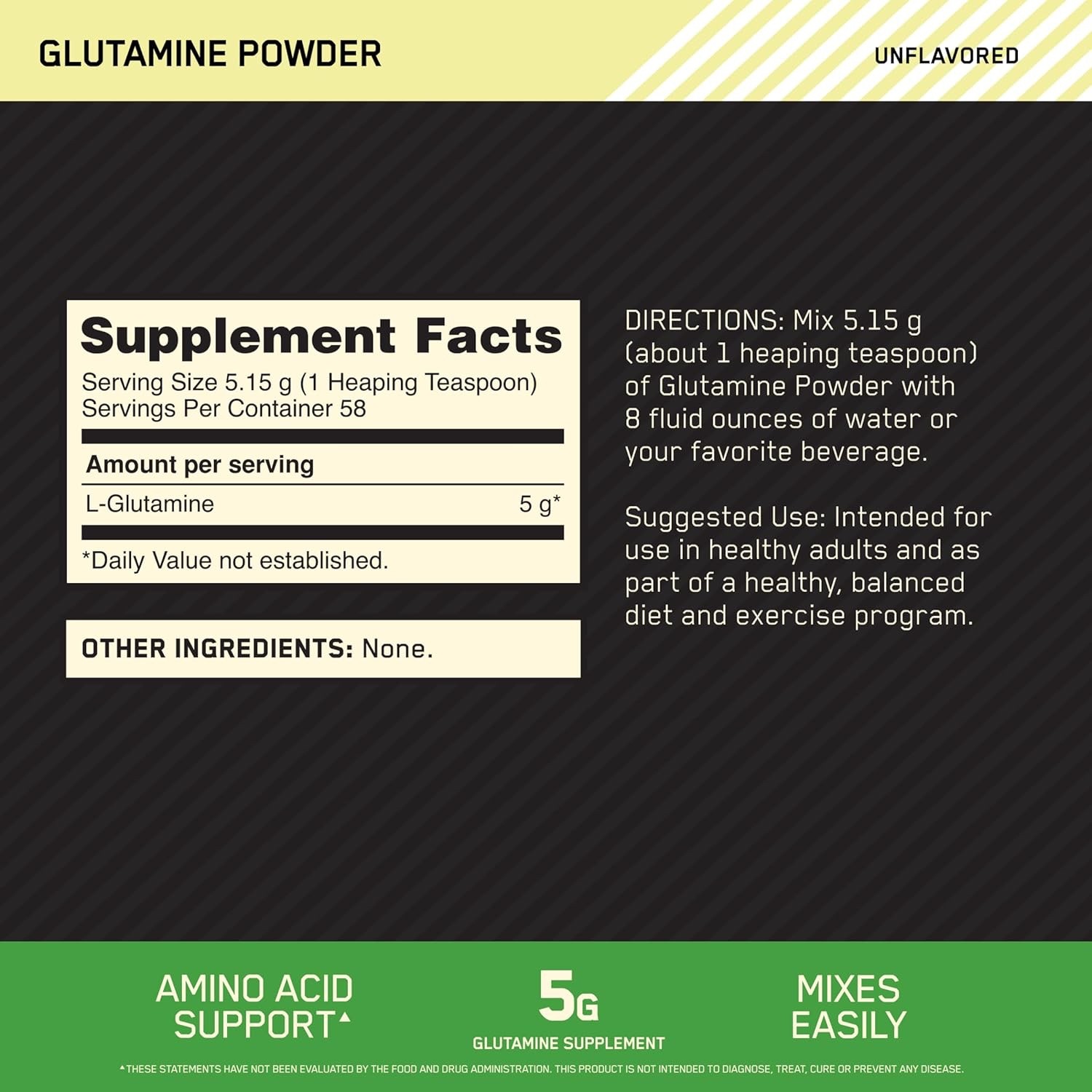 Optimum Nutrition Glutamine Muscle Recovery Powder Unflavored 58 Servings 2 PACK