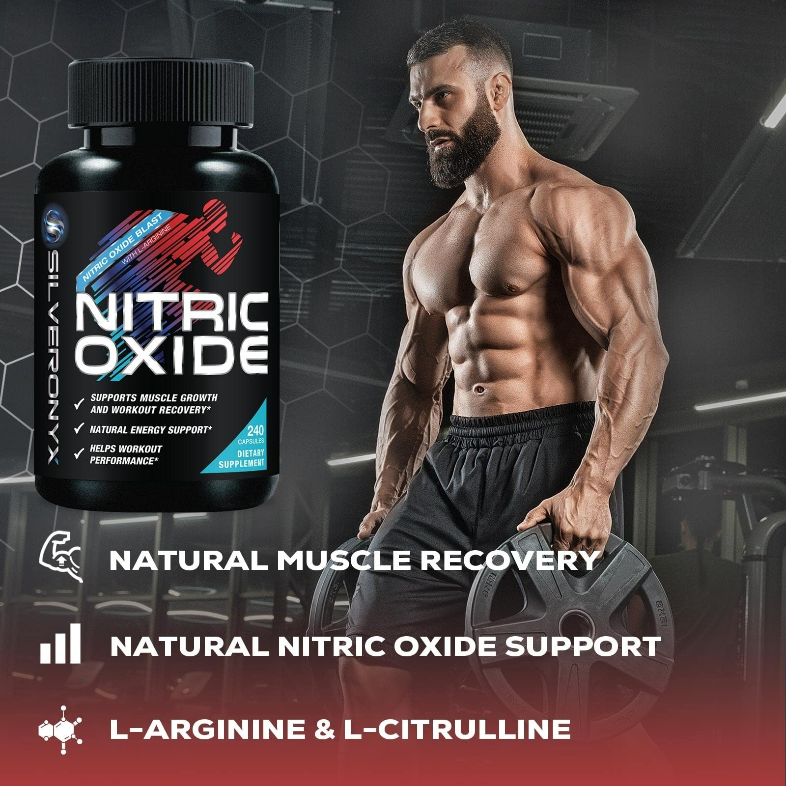 Extra Strength Nitric Oxide Booster – L-Arginine & Citrulline – 240 Capsules