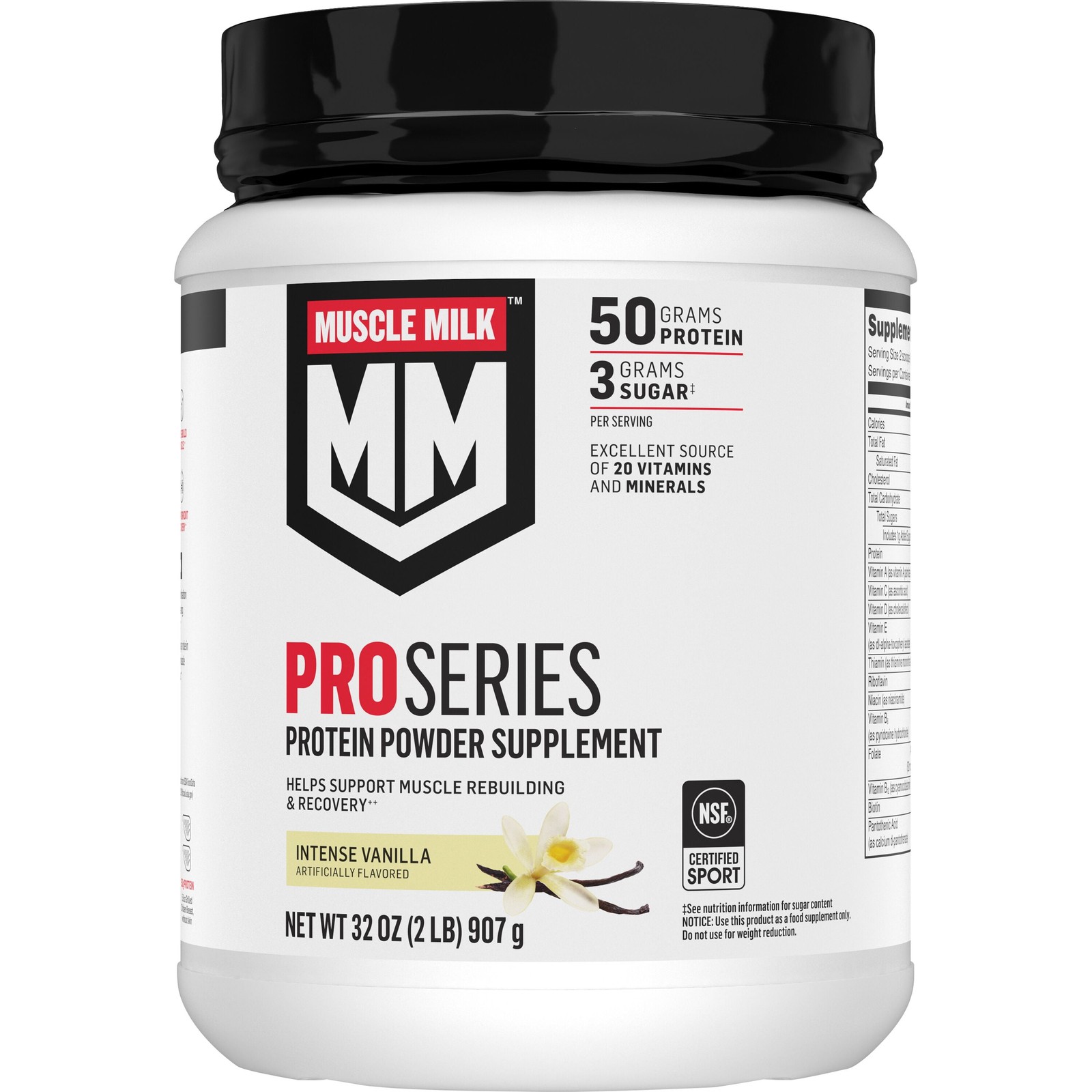 Pro Series Protein Powder, Intense Vanilla, 50G Protein, 2 Pound