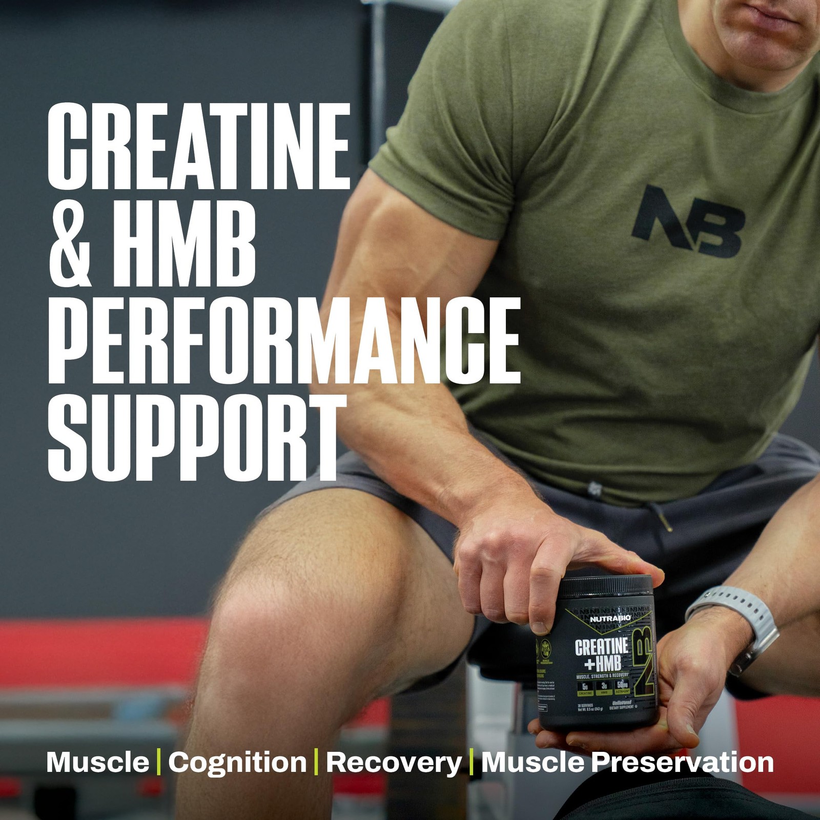 NutraBio Creatine + HMB- Monohydrate 8.5 Ounce (Pack of 1), No Color