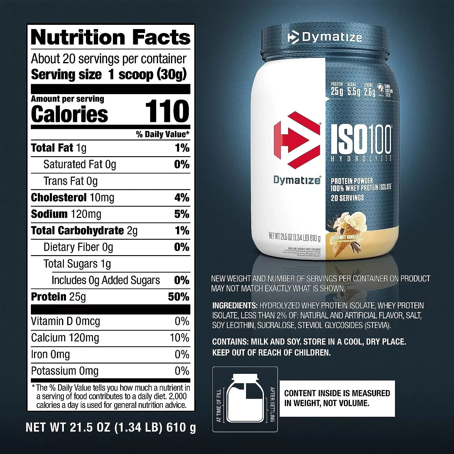 Dymatize ISO100 Hydro Whey Isolate Protein Powder Vanilla 21.5oz – Great Deal!