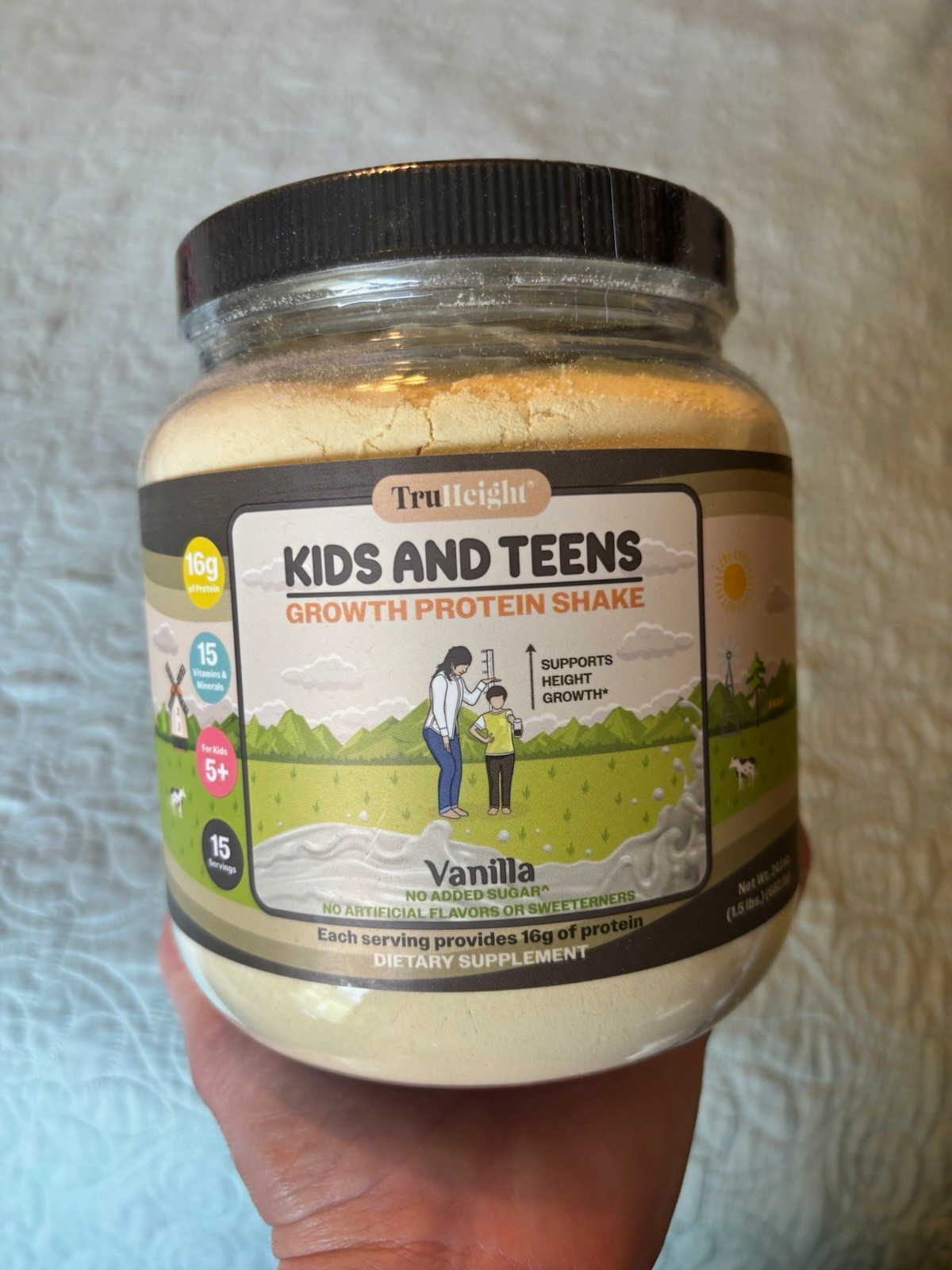 TruHeight Vanilla Protein Powder Shake Mix, Gluten-Free, GMO-Free, Unisex