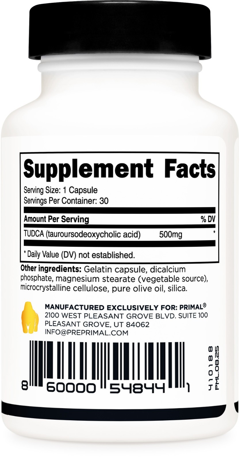 Primal Tudca 500mg Per Serving 30 Caps – Tauroursodeoxycholic Acid Supplement