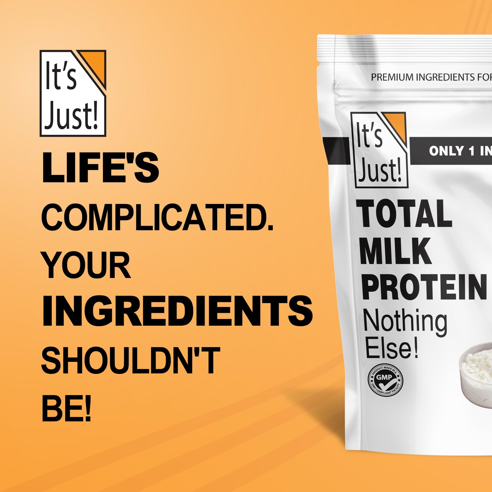 It’s Just! Total Milk Protein Concentrate Powder 2.5lb Unflavored Non-GMO Gluten