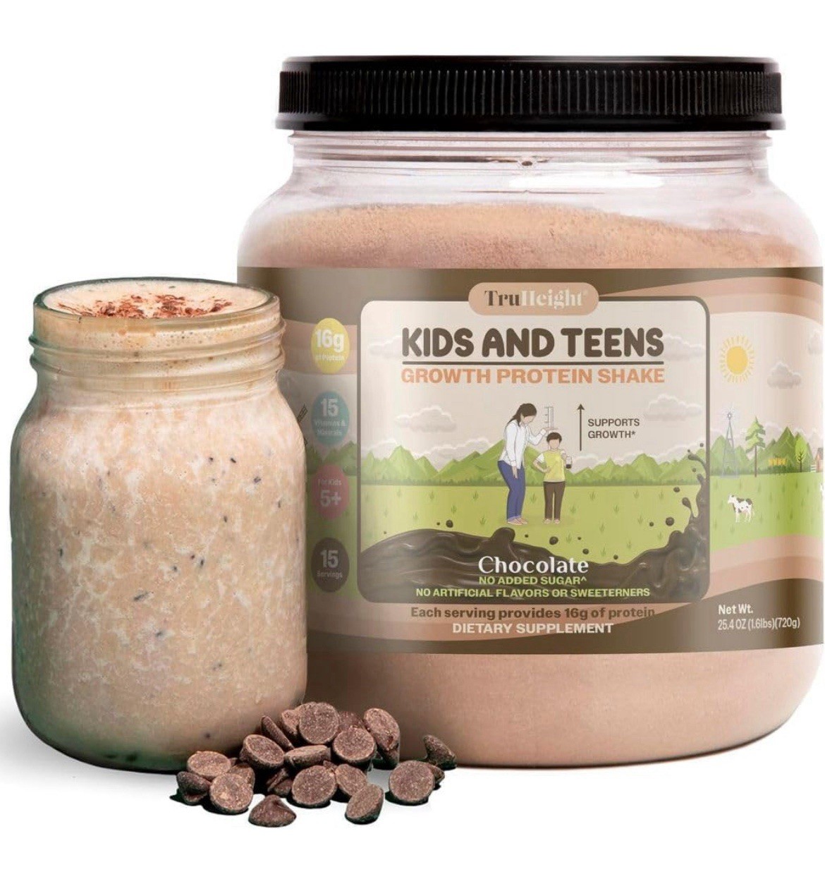 TruHeight Growth Protein Shake Chocolate Milk Pea Protein – Kids & Teens Lot Of2