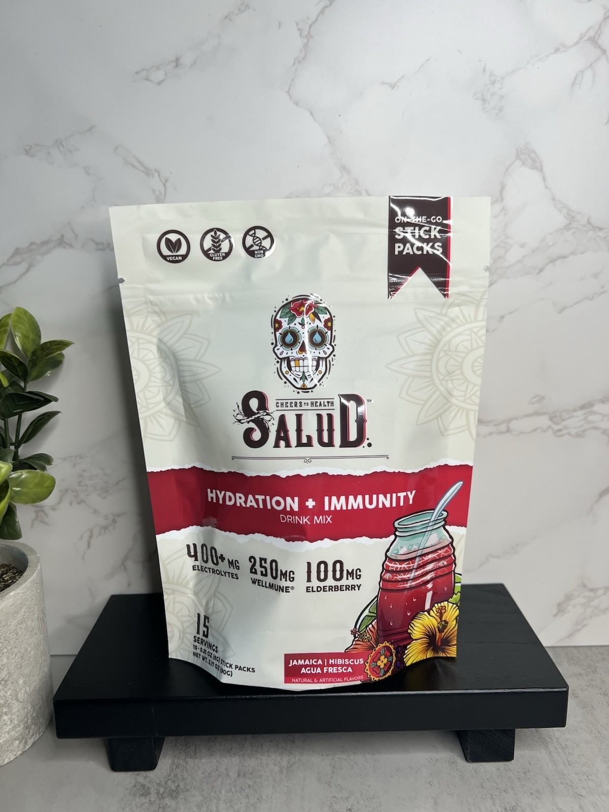 Salud Hydration+Immunity Electrolyte Mix Jamaica Hibiscus Acai 15 Exp 11/27