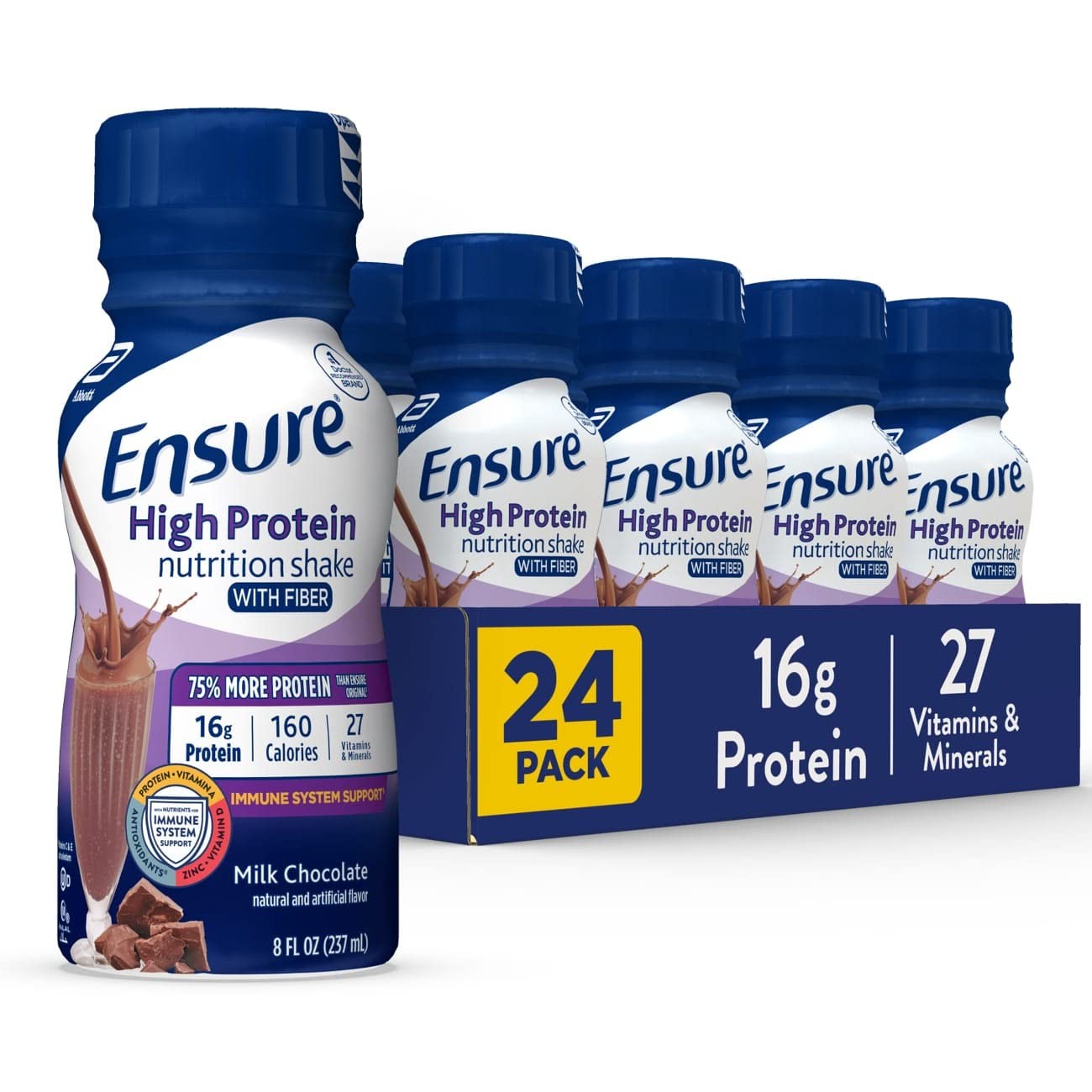 Ensure Original Vanilla Nutrition Shake w/ Fiber, Gluten-Free Meal Replacmnt 24P