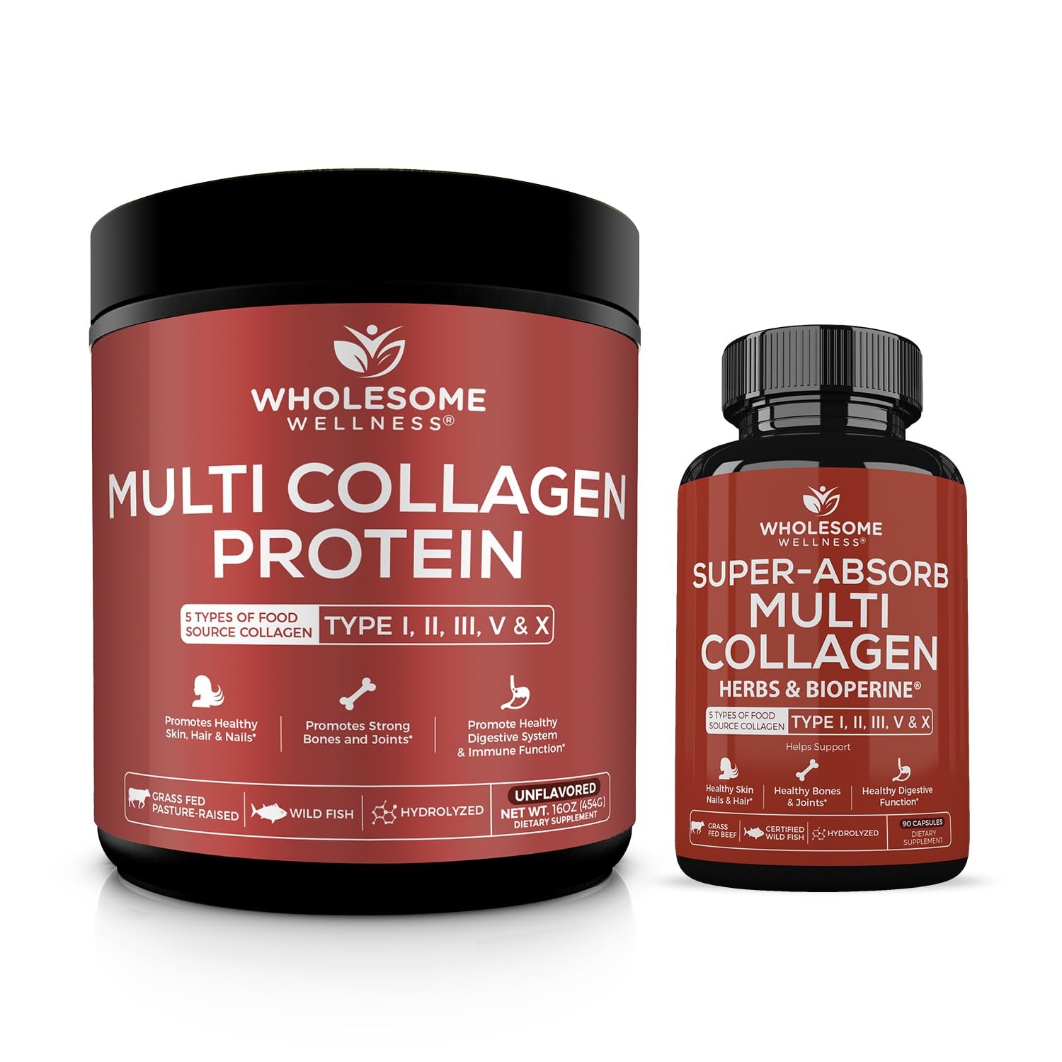 Wholesome Wellness Multi Collagen Protein Powder Hydrolyzed (Type I II III V…