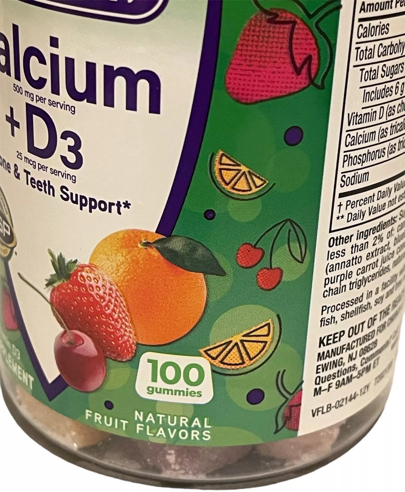 vitafusion calcium 500mg +D3 25 mcg gummies 100 ct