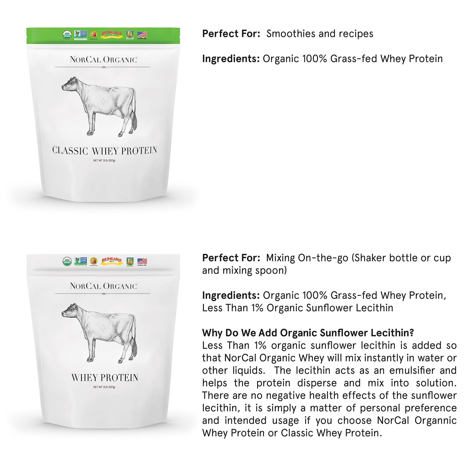 NorCal Organic – Classic Whey Protein – 100% Grass-Fed and Grass-Finished – U…