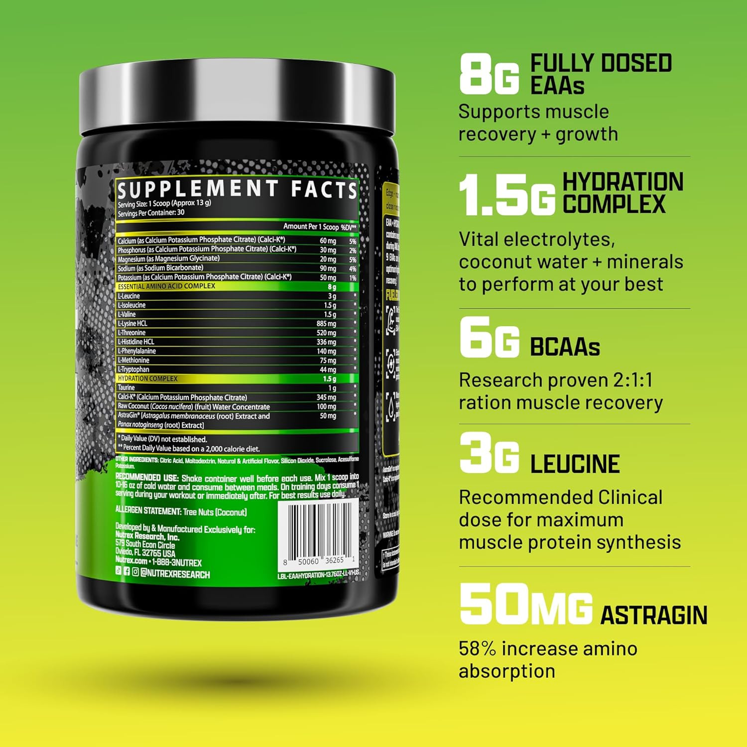 EAA Hydration | Eaas + BCAA Powder | Muscle Recovery, Strength, Muscle Building,