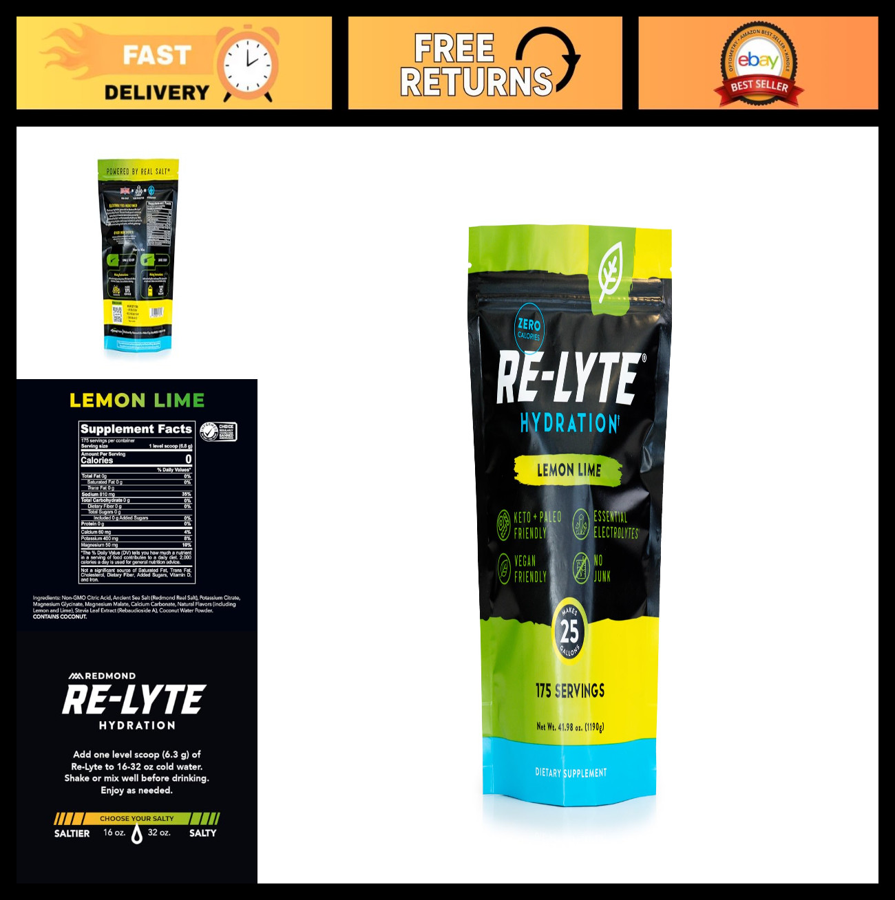 Electrolyte Powder Bulk Pouch – 175 Servings, Lemon Lime Flavor, Hydration Boost