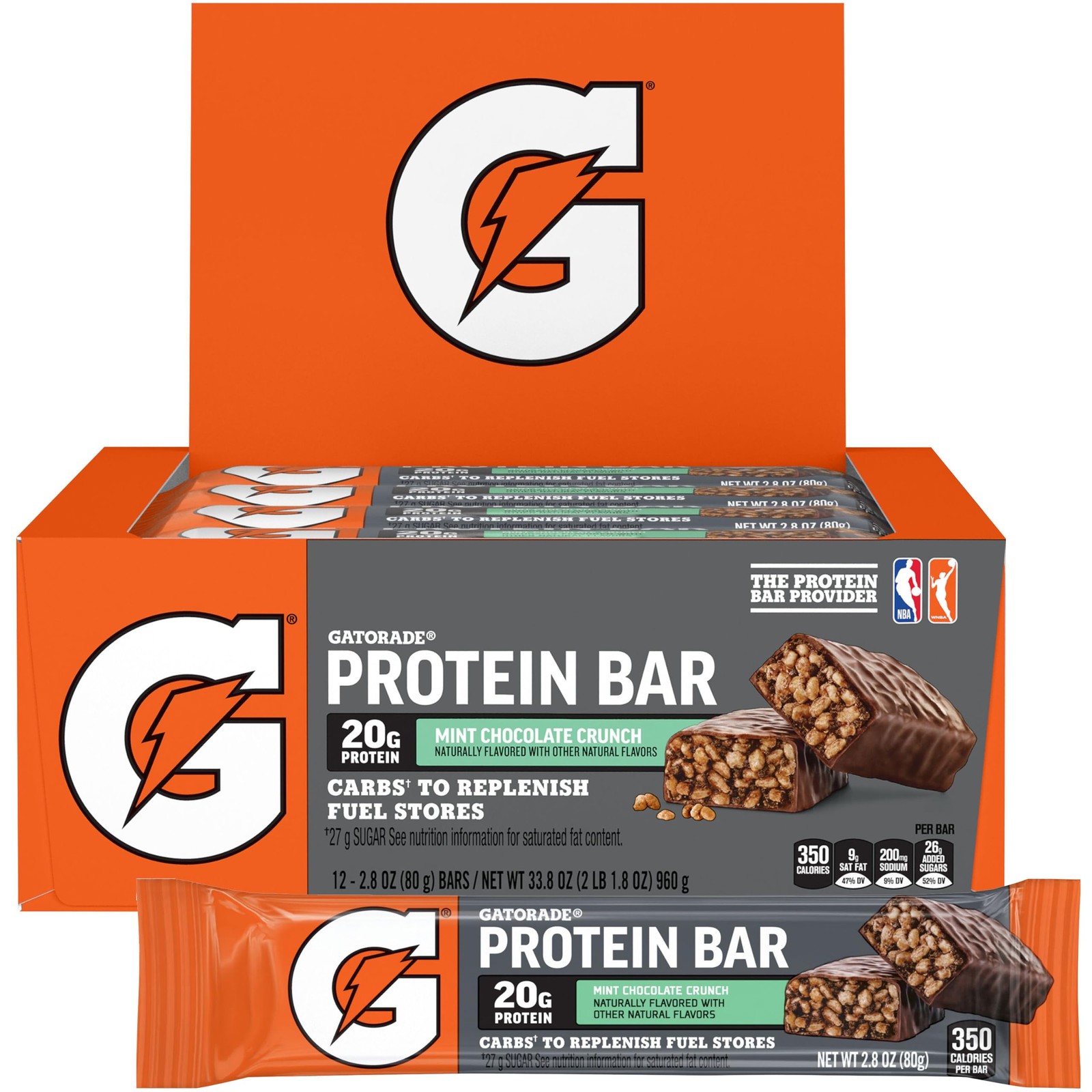 Gatorade Whey Protein Bars, Mint Chocolate Crunch, 2.8 Ounce (Pack of 12)