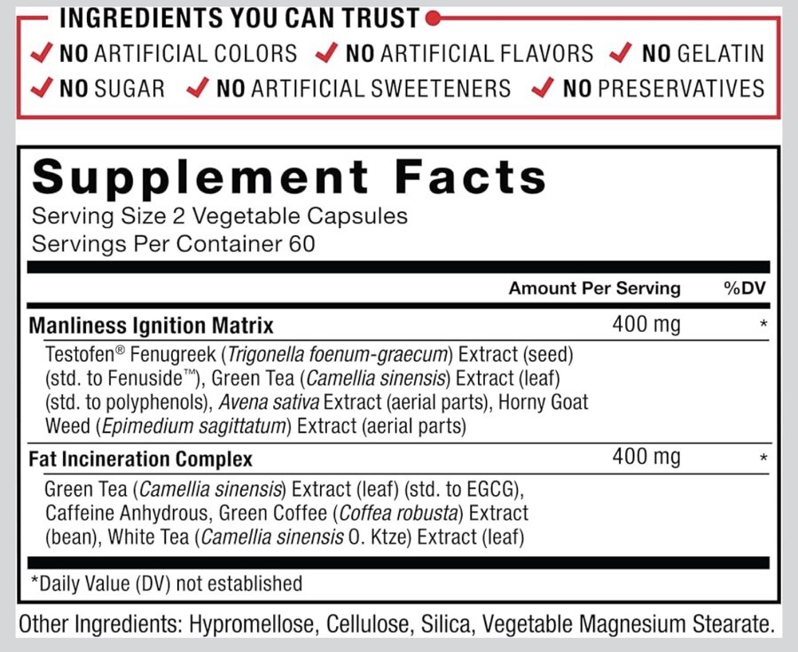 Force Factor Test X180 Ignite Total 120 Count (Pack of 1), No Color