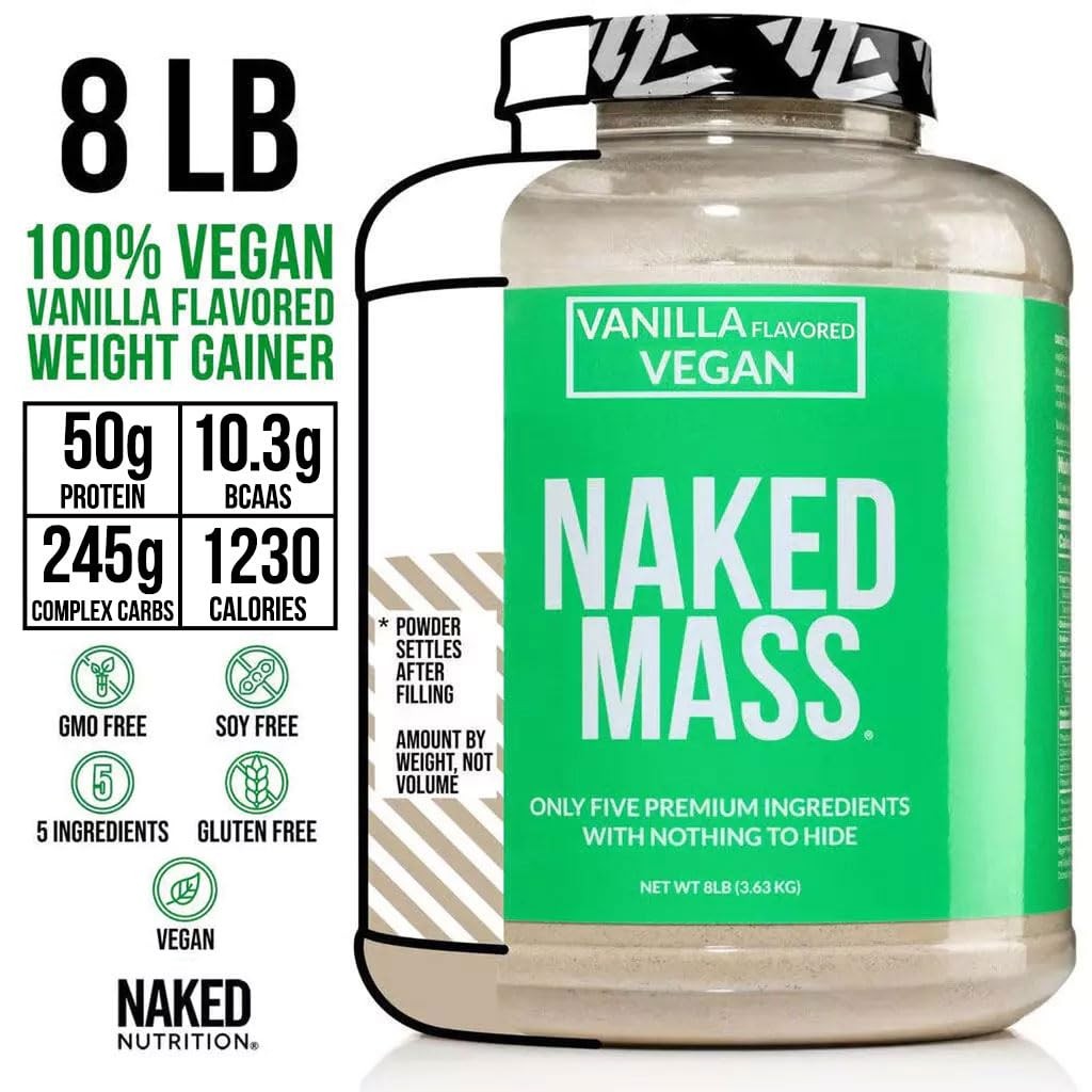 Mass – Vanilla Vegan Weight Gainer – 1,230 Calories, Non-GMO, Soy & Gluten Free