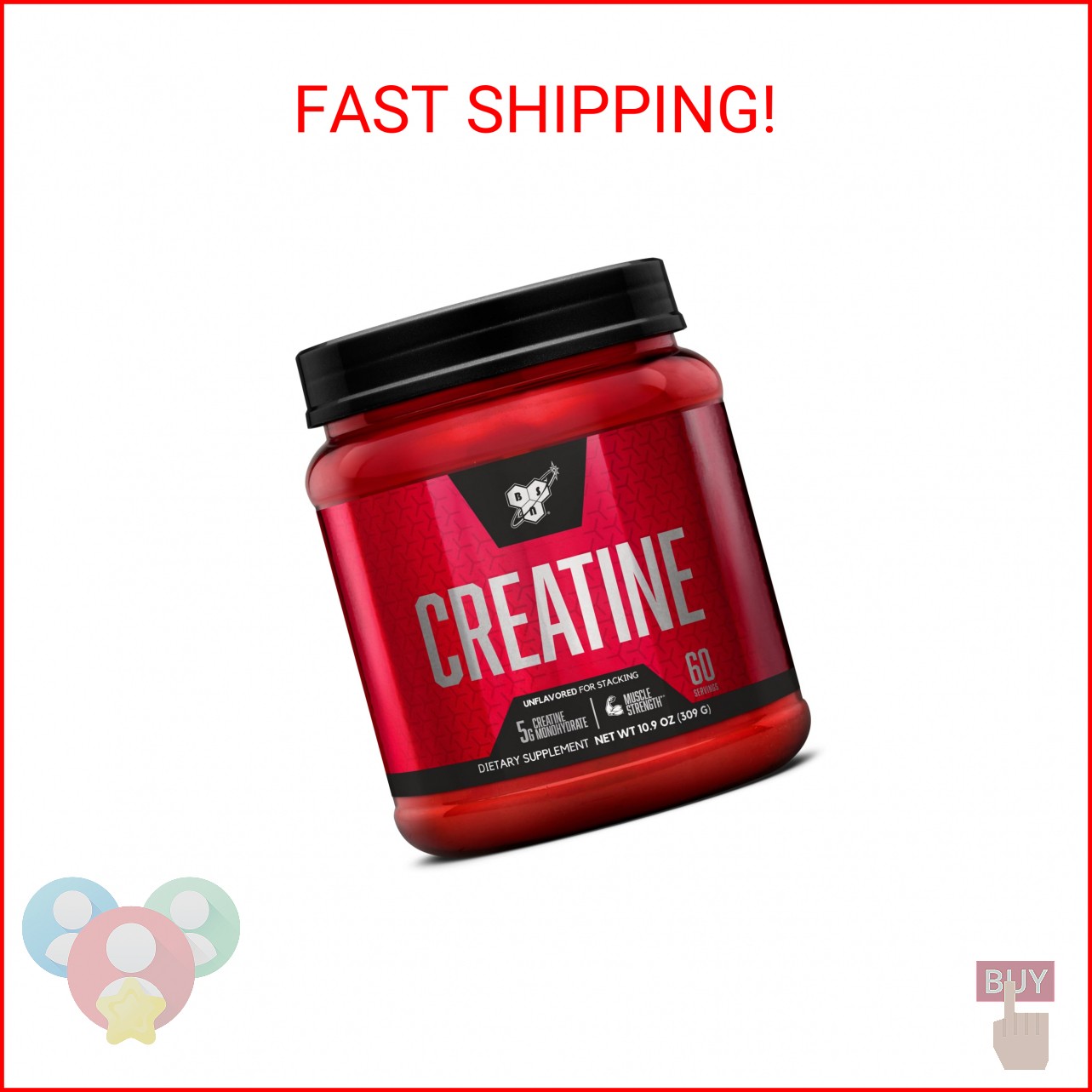 BSN Micronized Creatine Monohydrate Powder, Unflavored Creatine Powder, Microniz