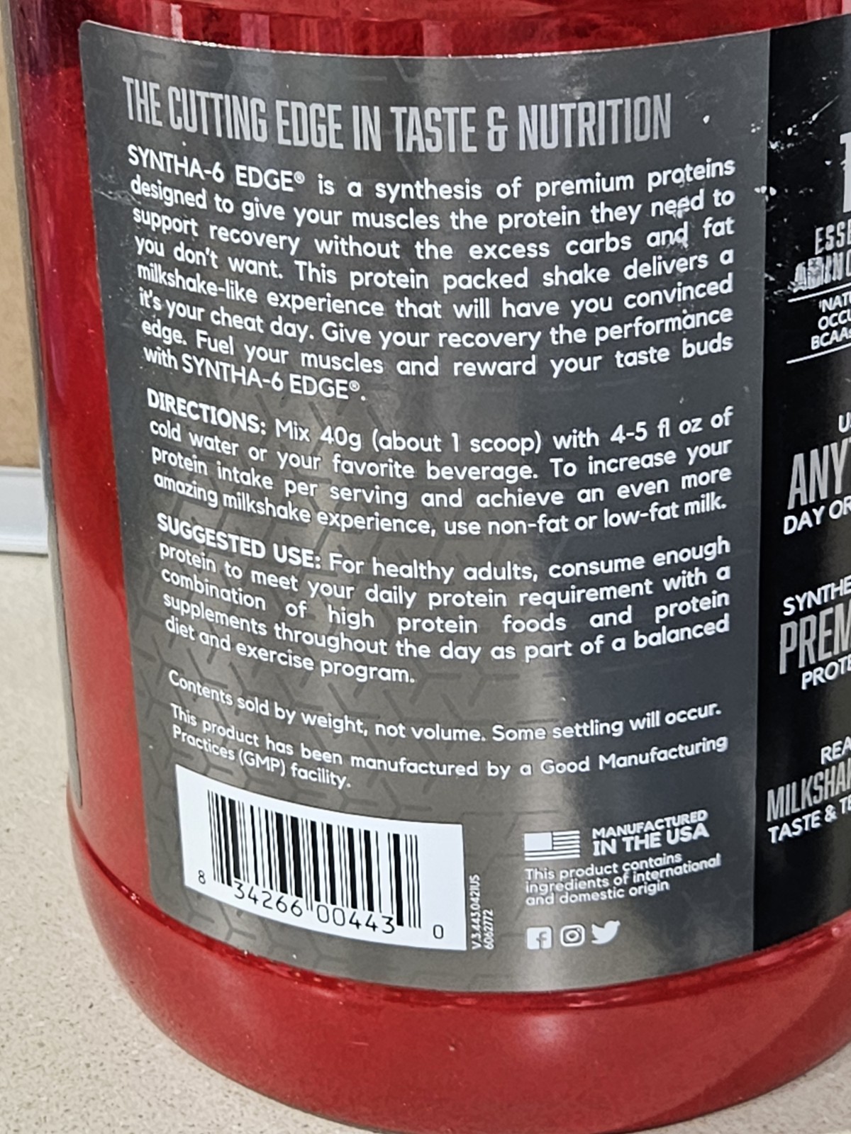 BSN Syntha-6 Edge 2.35LB Protein 28 Serving, 24GM Protein CHOCOLATE Milkshake