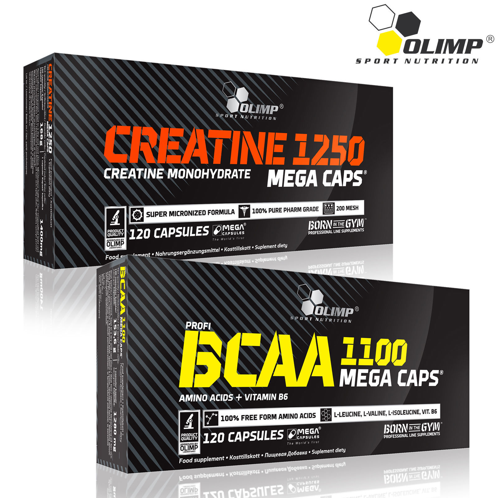 Creatine Monohydrate + BCAA 60-180 Caps. Amino Acids Muscle Growth Bodybuilding