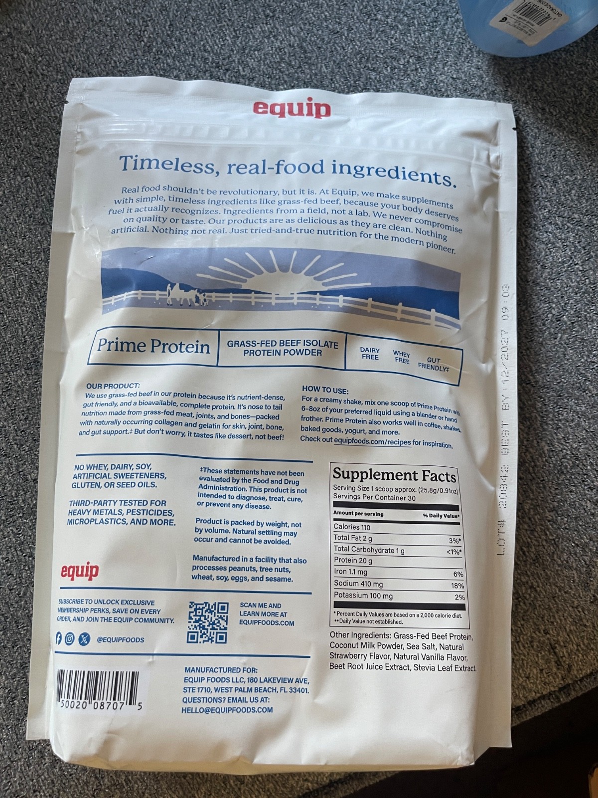 (FREE SHIPPING) Equip Prime Protein Grass-Fed Beef Isolate Powder