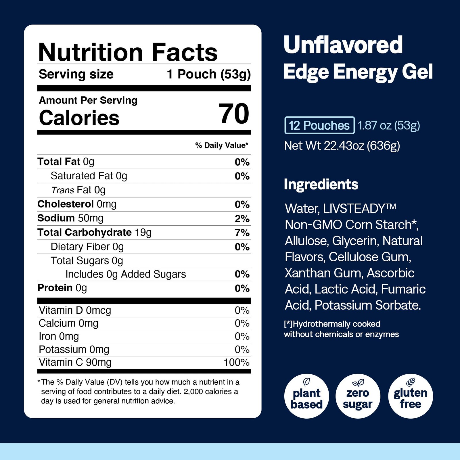UCAN Edge Energy Gel Shots, Unflavored (12, 2 1.4 Pound (Pack of 1), Clear