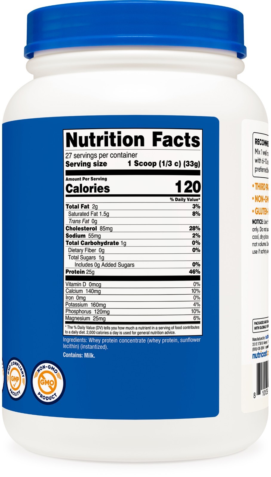Nutricost Whey Protein Concentrate (Unflavored) 2 LBS