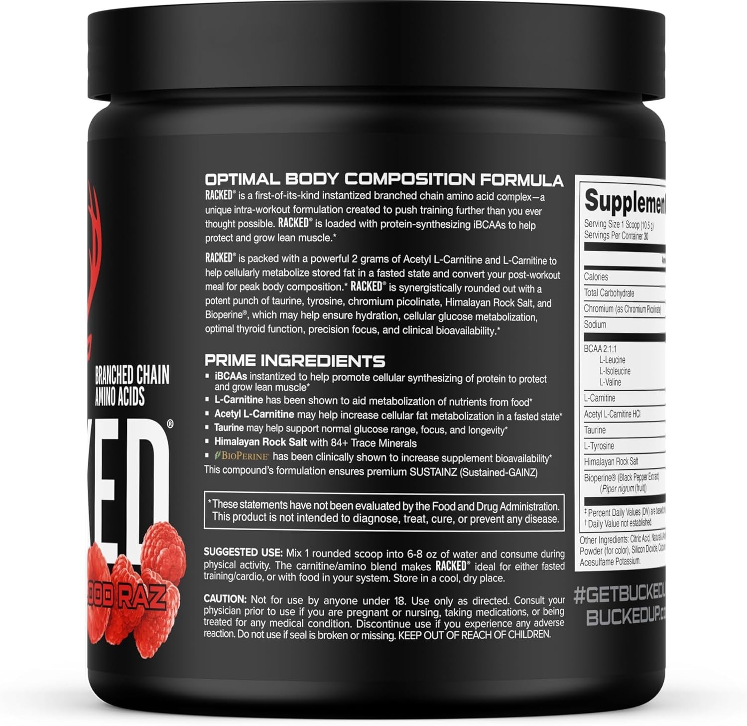 Bucked Up Racked Blood Raz | Intra Workout BCAA 211 Formula with L Carnitine …