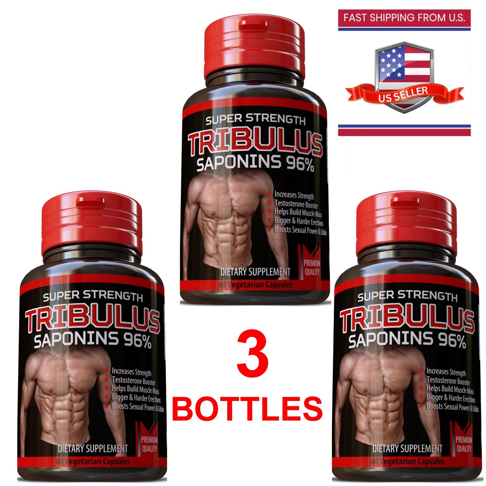 3 X TRIBULUS TERRESTRIS 7500mg EXTRACT 96% SAPONINS SUPPLEMENT
