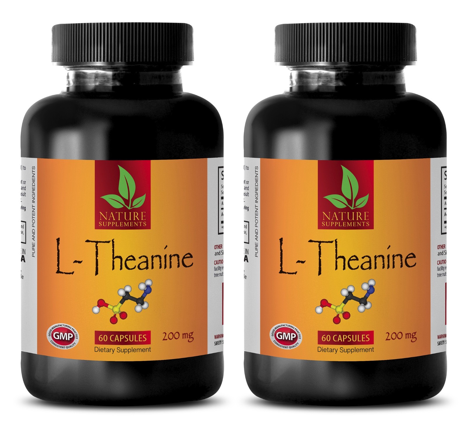 Increased Mental Focus – L-THEANINE 200mg – Amino Acid Supplement – 2 Bottles