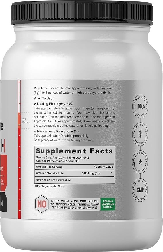 Horbäach Creatine Monohydrate Powder | 2.2lbs (35.2 oz) | HPLC Purity Tested |