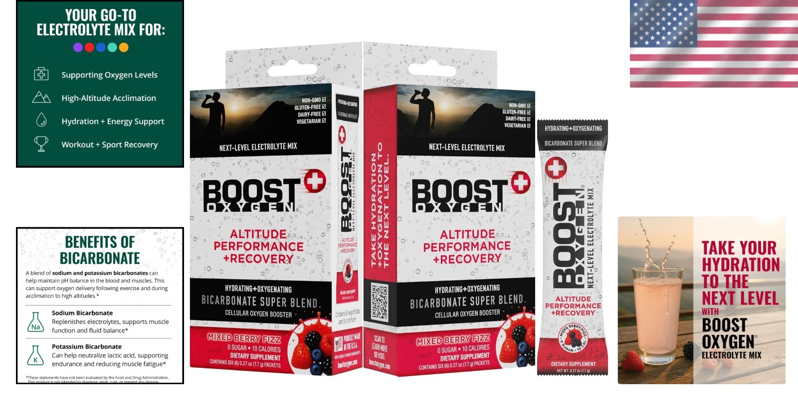 Electrolyte Hydration Packets 12 Pack Mixed Berry Flavor Support Recovery