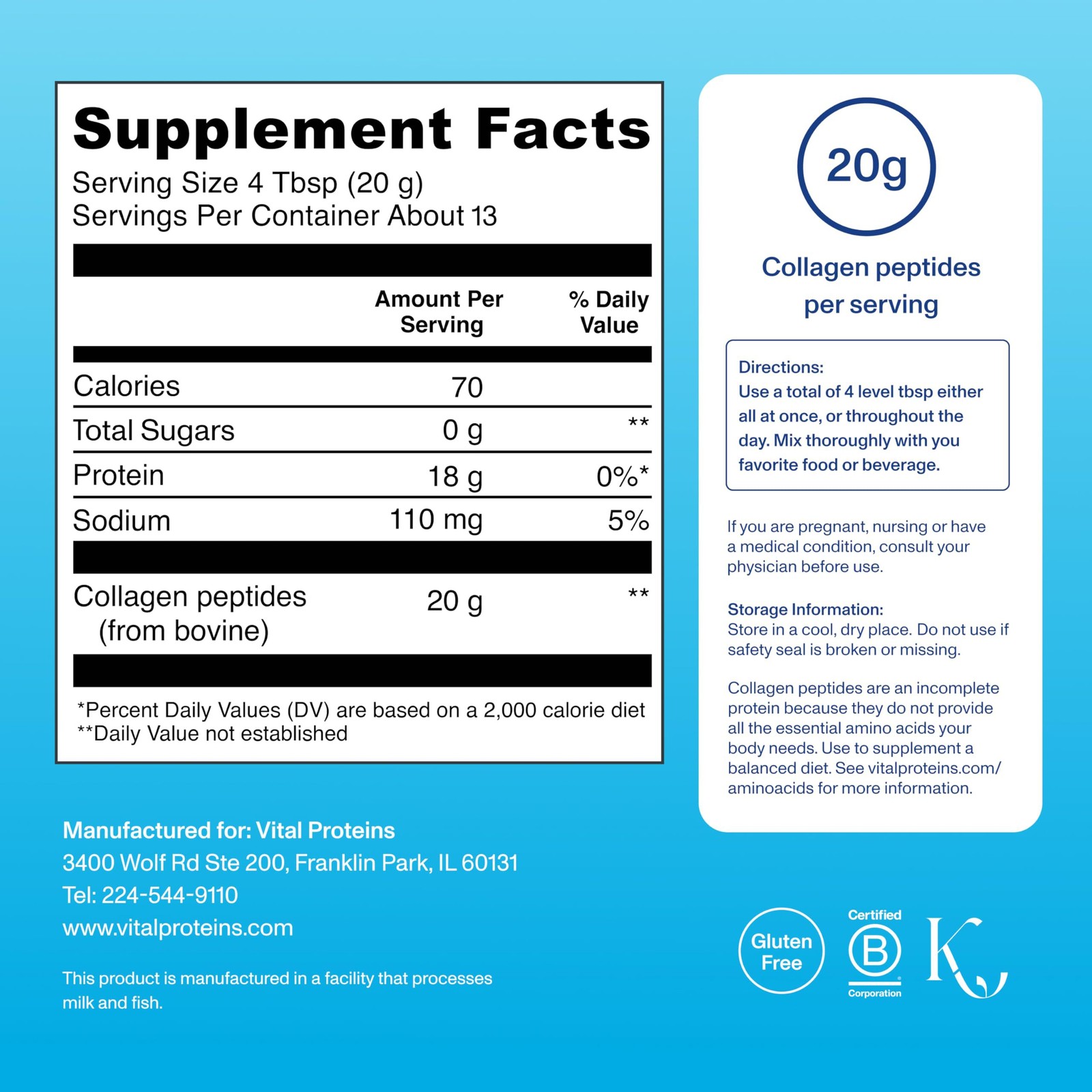 8/28 Vital Proteins Collagen Peptides Powder – Supports Hair, Nail, Skin, Bone &