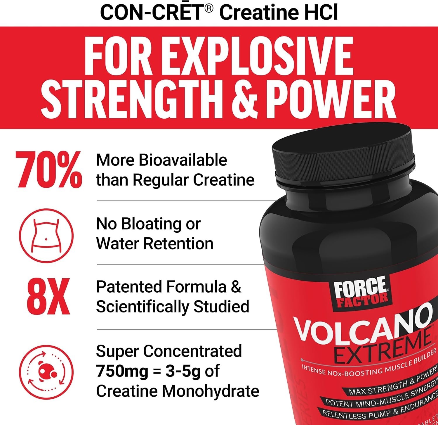 Force Factor Volcano Extreme Pre Workout Nitric Oxide Booster Supplement, 90 Tab
