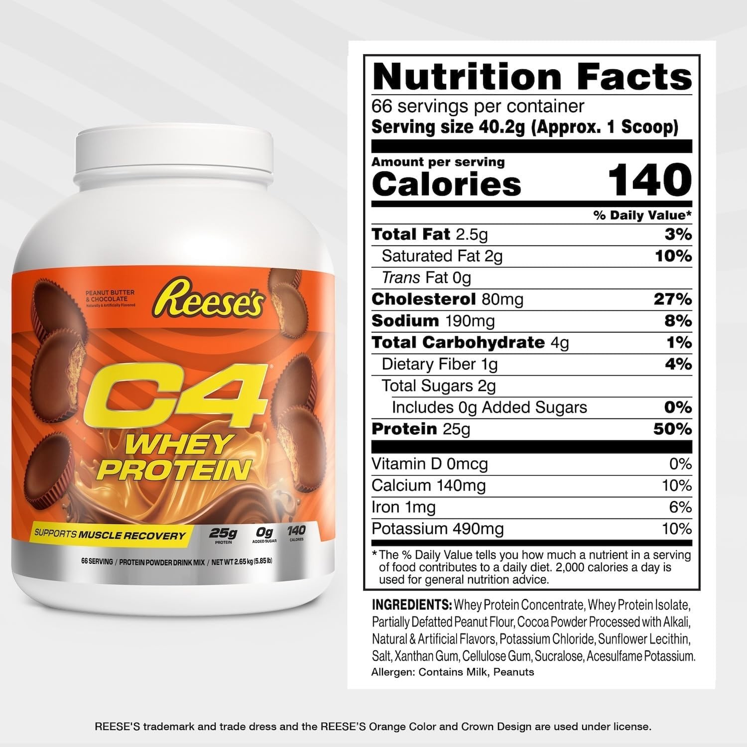 C4 Whey Protein Powder Reese’s Peanut Butter Chocolate 25g 66 Servings Muscle