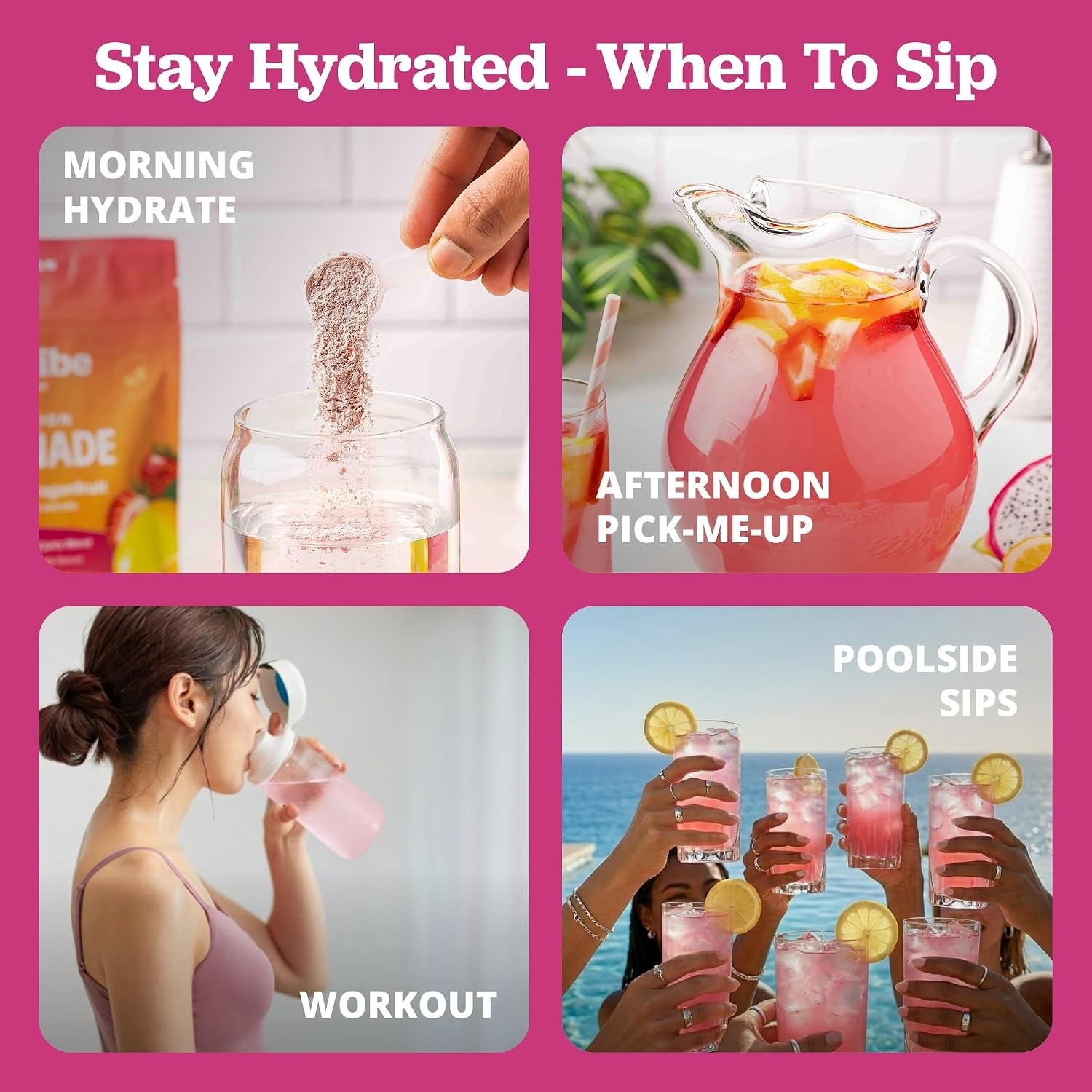 Hydration Lemonade Electrolyte Powder Drink Mix – Strawberry Dragonfruit
