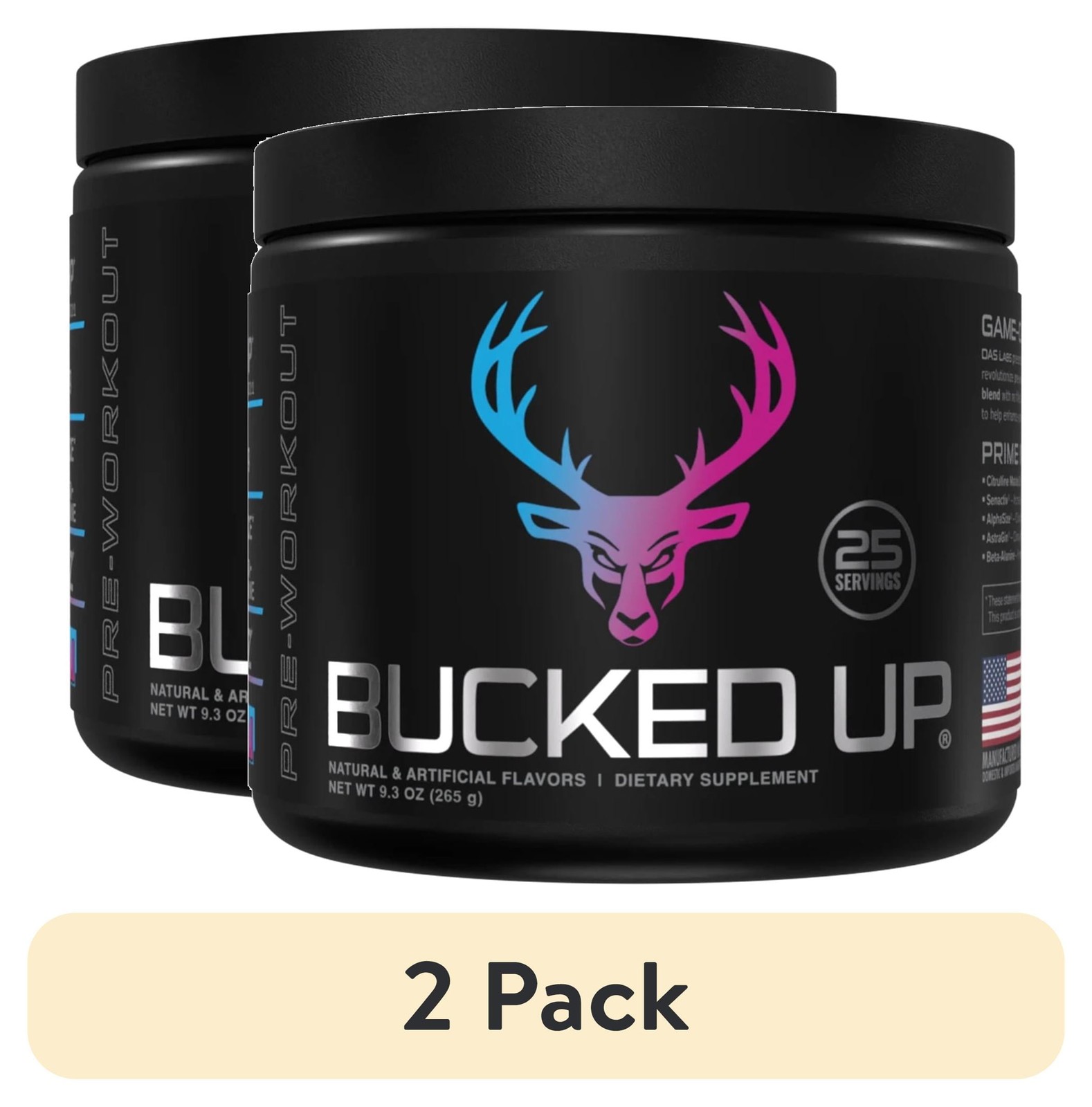 Bucked Up Pre-Workout Powder Supplement, Miami Vice Flavor, 9.3 oz, 25 Servings