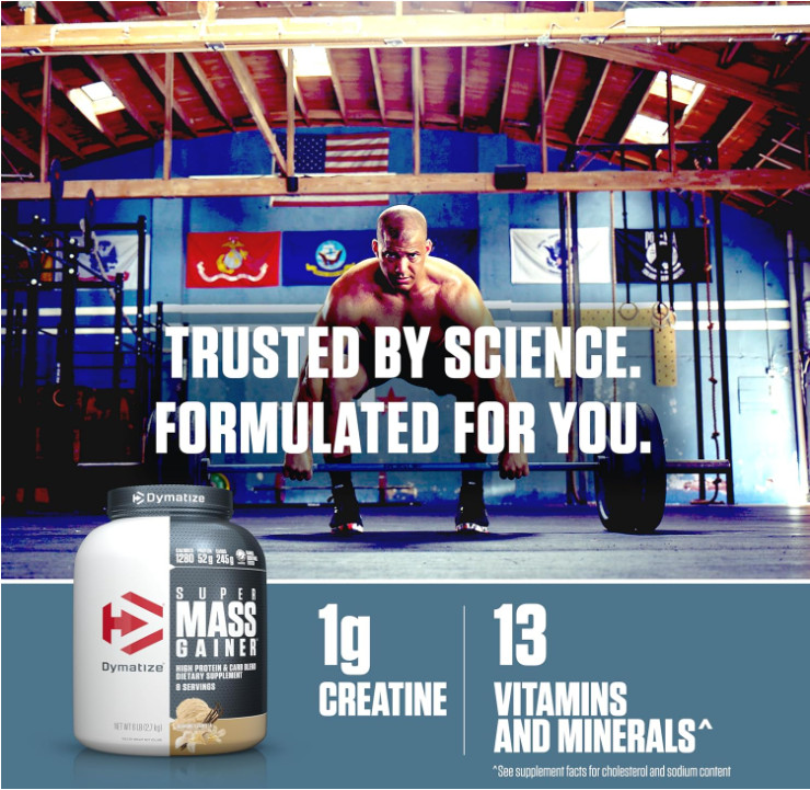 Dymatize Super Mass Gainer, Gourmet Vanilla, 52g Protein, 8 Servings