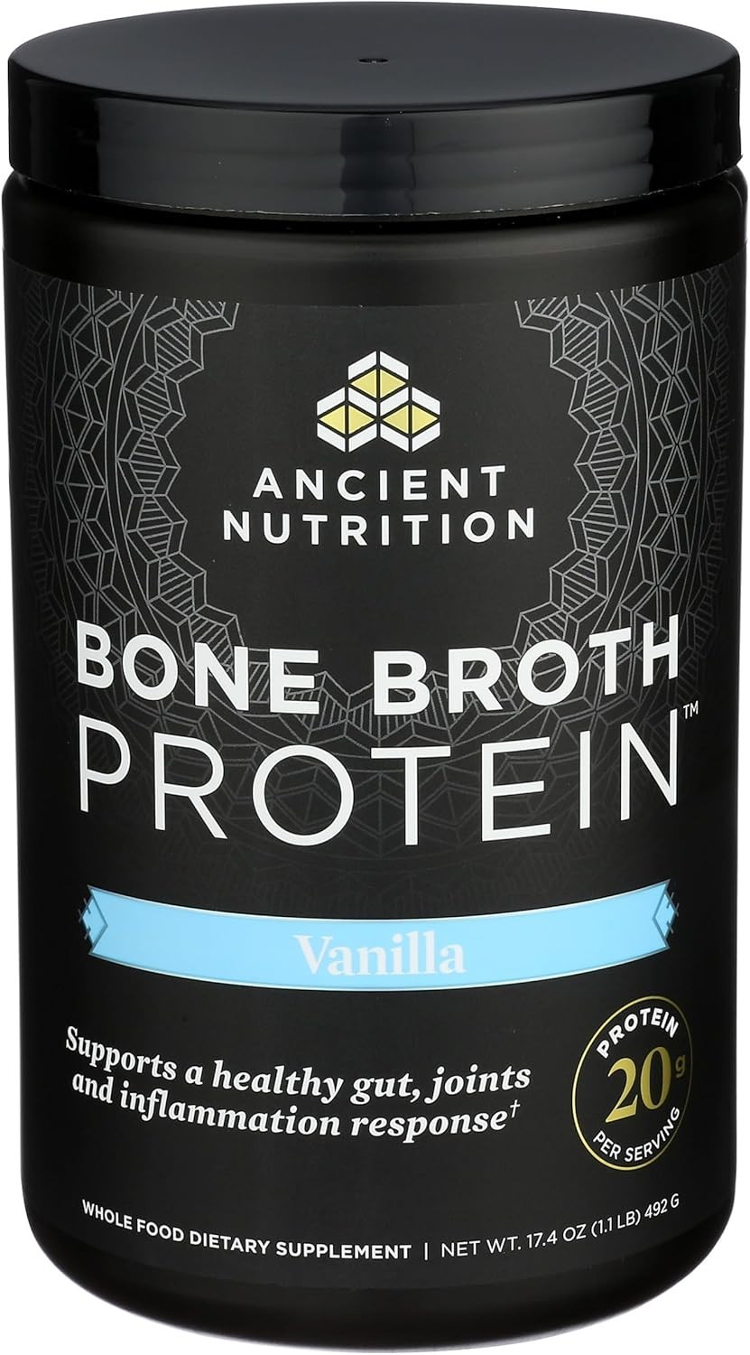 Ancient Nutrition Bone Broth Protein Powder Vanilla 20srv Grass Fed Collagen